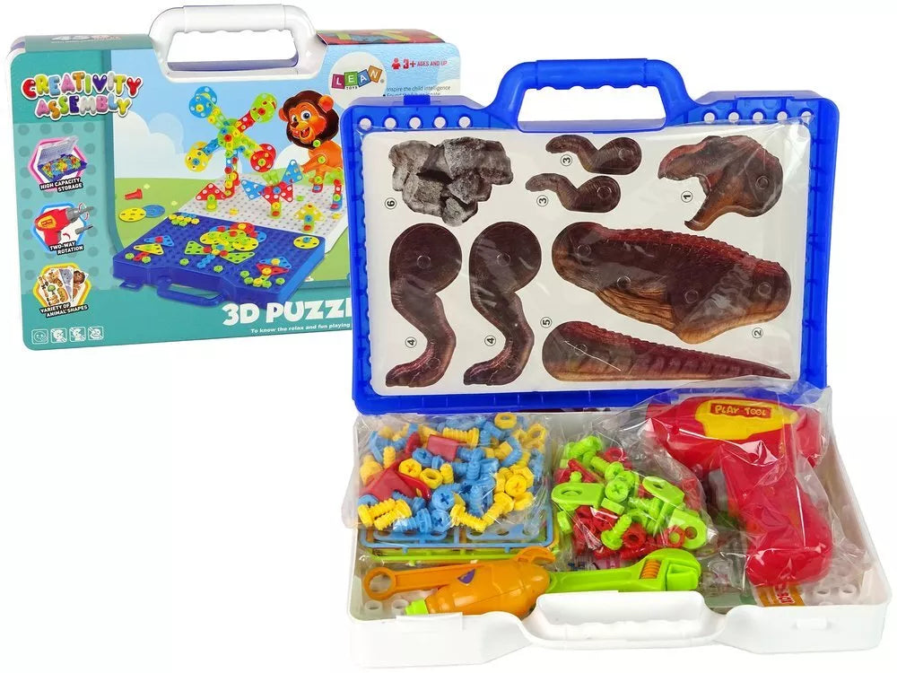 3D dinozaurų konstruktorius su įrankiais